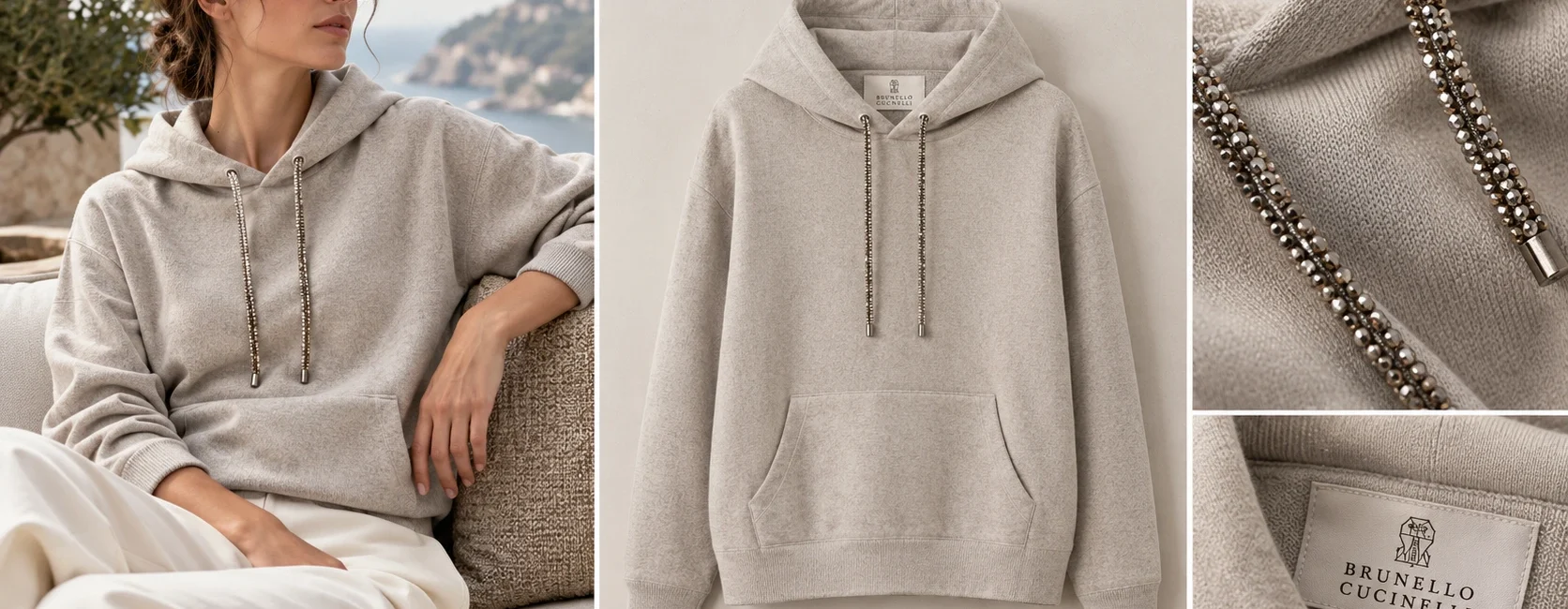 Brunello cucinelli monili embellished hoodie