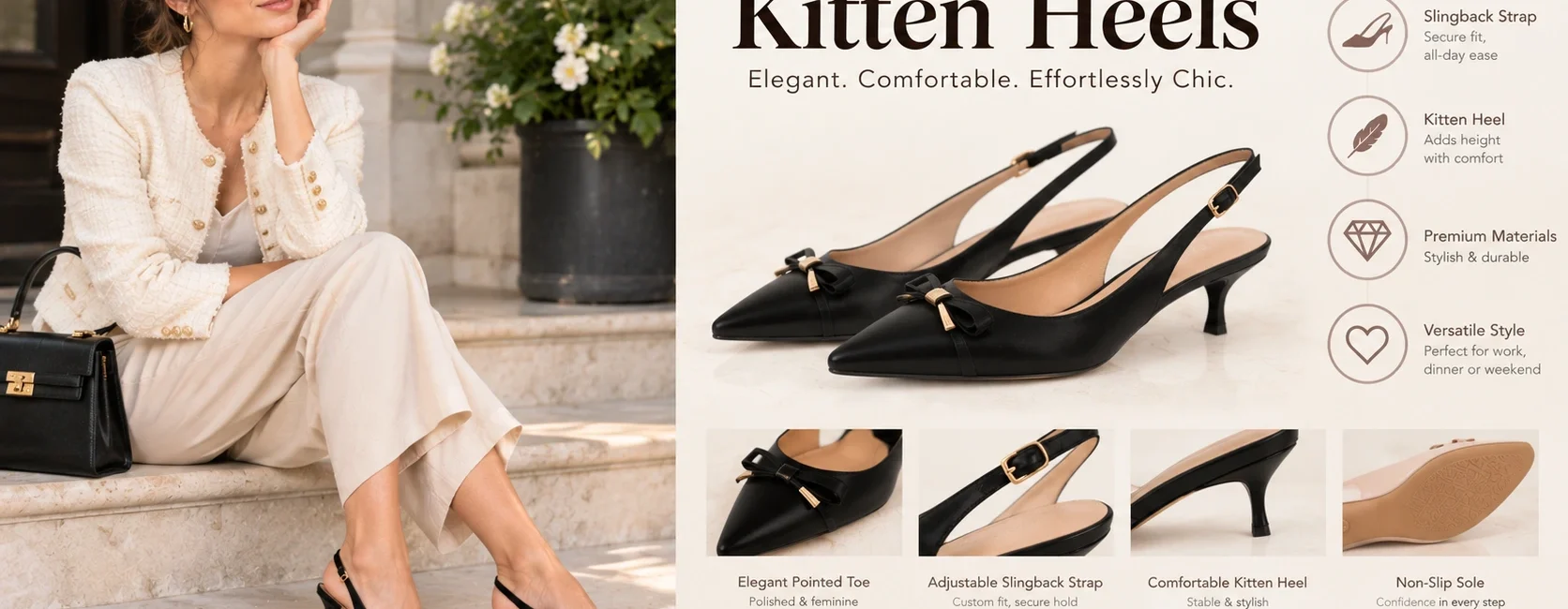 Slingback Kitten Heels